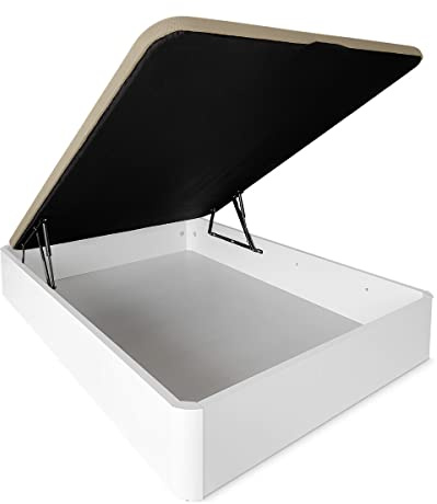 Duérmete Online - Canapé Abatible Extra Reforzado Gran Capacidad con Tapa Transpirable, Esquinas Redondeadas, 150 x 200, Blanco