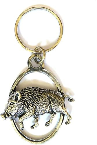 Schlüsselanhänger Laufendes Wildschwein Jagdschlüsselanhänger Wildschwein Keiler Natur Geschenk Jagd Trophäe, silberfarben, Einheitsgröße