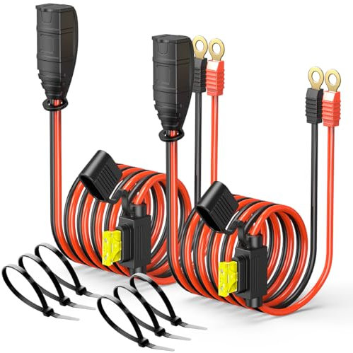 2 Pack M6 24inch Wires Harness Compatible with NOCO GC002 X-Connect, Genius Smart Battery Chargers Extension Eyelet Terminal Accessory