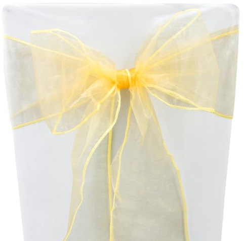 Time to Sparkle 50PCS 17x280cm Organza Chair Sashes (Precious Gold) | Wider Fuller Cover Party Decoration Bow Sashes for Wedding