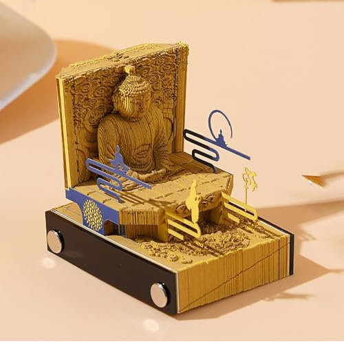 3D-Memoblock, 3D-Kalender 2025, 3D-Notizblock, Buddha-Palast, Kunstblöcke, Karten für Büro, Zuhause, Ornamente, Schreibtischdekoration, kreatives Geschenk