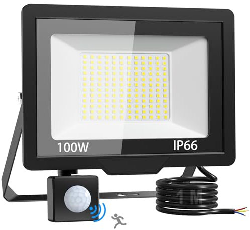 vighep Security Lights Outdoor Motion Sensor, 100W Ultra-Bright Pir Led Lights Outside Mains Powered, IP66 Waterproof Floodlights for Garden Garage Backyard Patio Forecourt Courtyards