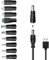 Universal Charger Power Cable, 5V USB to DC 5.5x2.1mm,with 10 Connectors (Micro-USB, Type-C, Mini USB, 2.5x0.7, 3.0x1.1, 3.5x1.35...) for Lamp,Mini Fan, Camera,Mobile Phone, USB Power Bank Charging