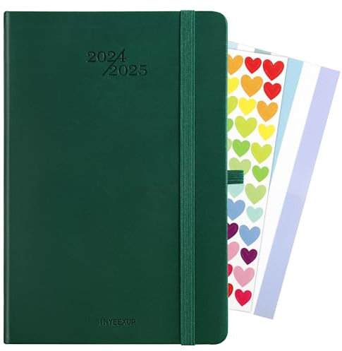 INYEEXUP 2024-2025 Kalender A5 Wochenplaner Hardcover mit PU-Leder,Taschenkalender 14 Monate (Nov 2024-Dez 2025),Studienplaner 2024/25 1 Woche 2 Seite mit Stiftschlaufe