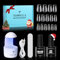 TOMICCA Kit Capsule Americaine Ongle - Pose Americaine Ongle Kit, 240 PCS Capsules Ongle Cercueil Court, Avec 6 en 1 Colle Faux Ongles Top Coat Semi Permanent Et Mini Lampe UV Ongles Gel