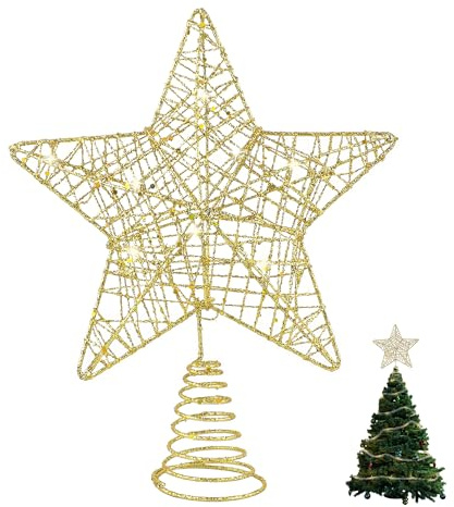 Weihnachtsbaumspitze Stern Christbaumspitze Gold Stern Weihnachtsbaumspitze Geeignet für Weihnachtsbaumschmuck Gold
