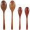 Oruola 4pcs Wooden Teaspoons,Wood Spoon for Eating,Wood Utensils Set,Small Wooden Spoons for Honey Tea Coffee Jam Sugar Ice Cream and Bath Salts Stirring Spoons,2 Sizes, 18.8 & 15 CM Long