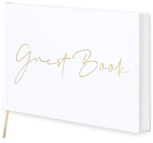 LIONSOUL Elegantes Hochzeitsgästebuch – perfekt für Hochzeiten, Babypartys und besondere Anlässe – Hardcover Gästebuch mit 120 Seiten für Anmeldung und Fotos (weiß)