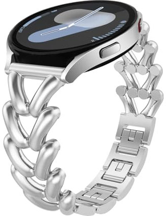 KeHowy 20mm Metall Armband für Samsung Galaxy Watch 7/6/5/4 40,44mm/Watch 6 Classic 43,47mm/Watch 5 Pro 45mm/Watch 4 Classic 42,46mm, Damen Edelstahl Ersatzarmband für Galaxy Watch 42mm - Silber