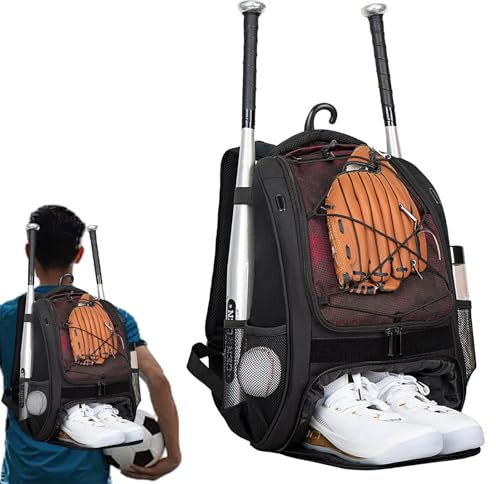 Borsa softball, zaino da baseball, con scomparto per scarpe, borsa da baseball, grande borsa da baseball per ragazzi e adulti, caschi, scarpe