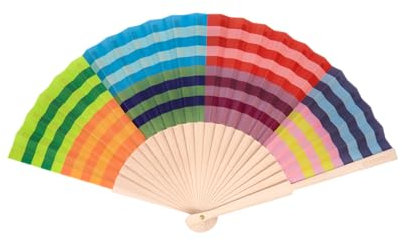 Remember Handfächer aus Lotusholz Havanna - faltbar mit Baumwolltasche - 22,8 x 41 cm