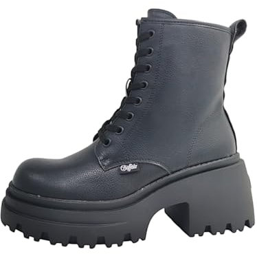 Buffalo BFL//BRAVR LACE UP Damenschuhe Schnürstiefel Schwarz Freizeit, Schuhgröße:38 EU