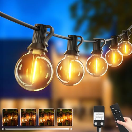 btfarm 36M Guirlande Guinguette Exterieur avec Télécommande 50+3 LED G40 Ampoule Guirlande Lumineuse Exterieure, IP44 Étanche Guirlande Électrique Extérieur pour Patio Jardin Fête Balcon Pergola