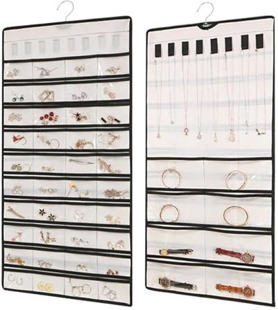 YZROHYI Porta Collane da Armadio,Portagioie da Appendere Al Muro,Appendi Orecchini da Parete,Hanging Jewelry Organizer,Organizzatore Collane con Ganci,Earring Holder per Braccialetto - Bianco
