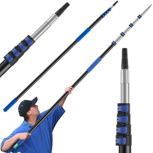 7m Telescopic Extension Pole 24ft Multi-Purpose, Window Cleaning Pole, Paint Roller Extension Pole, Lightweight Aluminum Telescopic, with Extension Pole, for Light Bulb Changer and Cleaning Tool