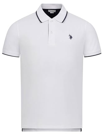 U.S. POLO ASSN. Herren Poloshirt (S-3XL) Classic Fit Kurzarm Pique Polohemd P002 - Weiss-Navy Größe XXXL - Gr. 3XL