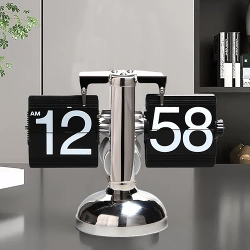 BAKENLON Retro Flip-Uhr, Digital Flip Down Uhr Minimalist-Einfuß-mechanische Automatische Flip Tischuhren Klappuhr für Home Office School Hotel Café