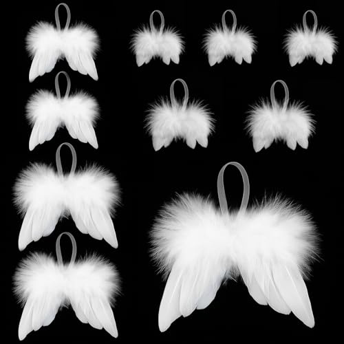 10 Stück Engelsflügel Weihnachten Weiß, Christbaumschmuck Federn Anhänger | Weihnachtsbaumschmuck Engel Flügel Dekoration, DIY