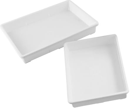 BAZEITFLOW 2 pièces Lot de Plateaux Rectangulaires Réutilisables pour Pots de Fleurs Coupelles Plastique Durables et Résistantes Supports pour Plantes et Bonsaïs Protection Anti-Fuite pour