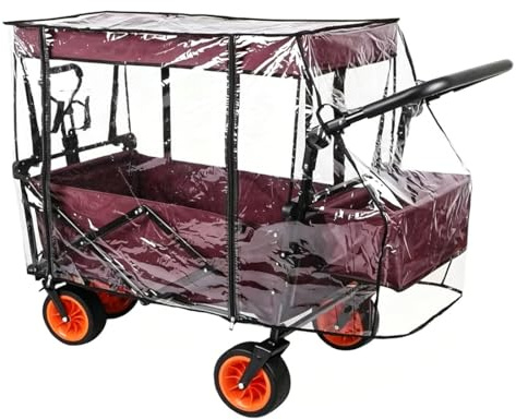 Bollerwagen Regenschutz Transparent, 115 x 51 x 75 cm Regenverdeck aus PEVA | Regenverdeck mit Reißverschluss, Zubehör für Faltbare rechteckige Bollerwagen Handwagen Strand Regenschutzhülle