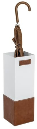 HAKU Möbel Porte-Parapluie, Cuir Artificiel, Blanc-Brun, L 16 X P 16 X H 48 cm