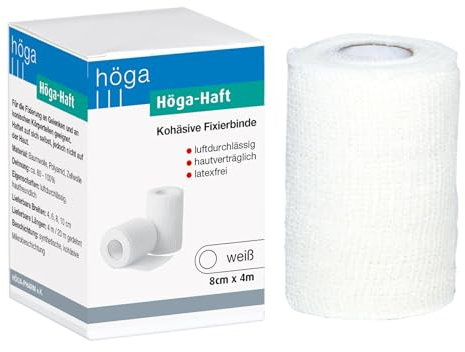 Höga Haft naturweiss, kohäsive (selbsthaftende), elastische Fixierbinde - 8 cm x 4 m gedehnt, 1er-Pack