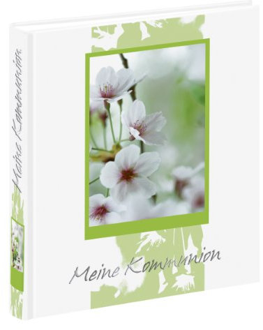 Pagna 12443-15 Kommunionsalbum 210 x 250 mm, Kirschblüte, Motivdruck laminiert, 40 und 4 Seiten für persönliche Eintragungen, deutscher Vorspann