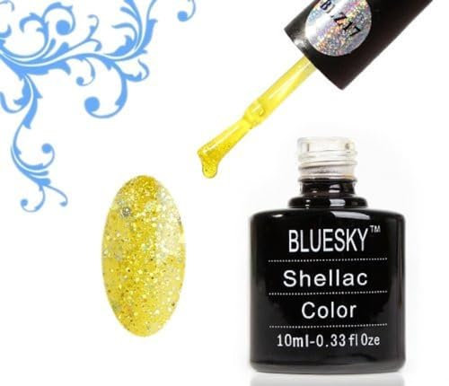 Bluesky Gel Nail Polish, Hit The Beach Blz17, Gold Glitter, Long Lasting, Chip Resistant, 10 ml (Requires Curing Under UV LED Lamp)