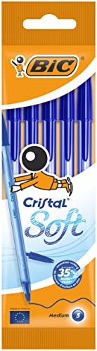 BIC Kugelschreiber Cristal Soft (0.35 mm) Beutel à 4 Stück, blau