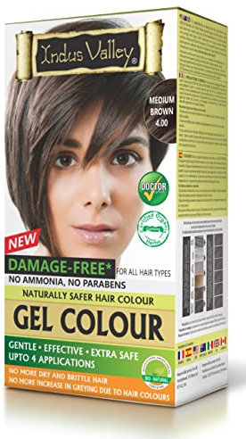 Indus Valley Medio Marrón Gel Cabello Tinte Colorante Kit 4,0
