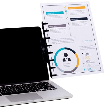 NoteTower Monitor Mount Black - Document Holder & Sticky Notes Organizer - Holds Copy Paper, Photos, Notes & Business Cards Next to Computer Screen