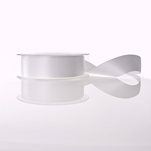 Double Faced Satin Ribbon crafts gift wrap florist (10mm or 16mm) (10mm x 50m, White)