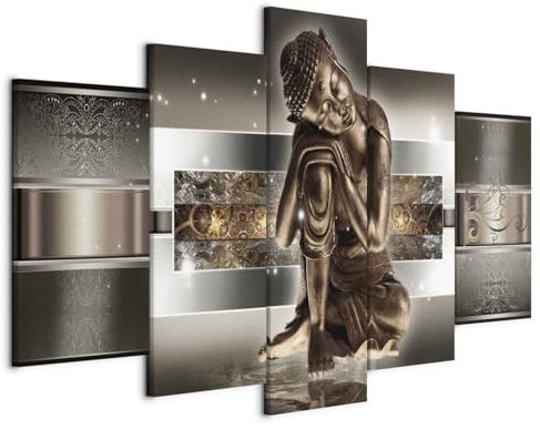 B&D XXL - Tableau décoratif moderne 200x100 cm - Impression sur toile colorée - Décoration murale pour salon et chambre - Asie bouddha bouddhisme feng shui orienter les figures zen 020113-289