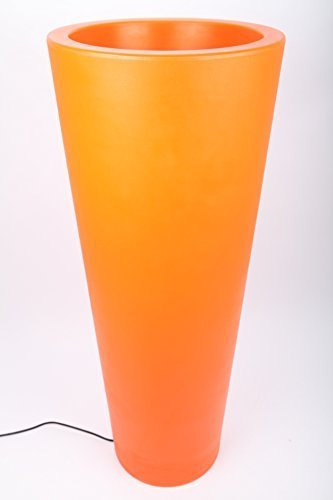 point-garden Beleuchteter Blumentopf aus Kunststoff, Pflanzkübel orange