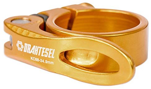 Drahtesel Fahrrad Schnellspanner, Sattelstütze, Sattel-klemme, Klemmring, Sattelstützenklemme (Gold, 34,9mm)