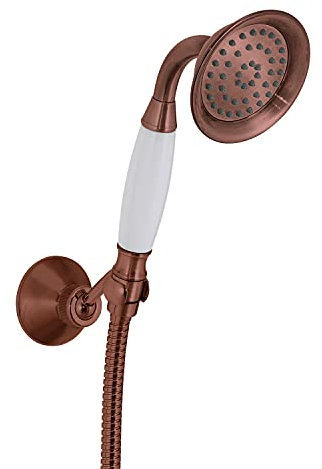 Gedy G-Liberty 02, Doccetta Universale 1 Getto, Soffione Flessibile 150 cm con Finitura Rame, 2 Anni di Garanzia, Design R&S, Filtro Doccia antisabbia Incluso, Ottone, Nero, 25x17x88