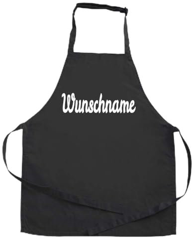 Elefantasie Personalisierte Kinderschürze mit Name, Kochschürze für Backen, Kochen, Malen, Geschenkidee für Kinder 7-10 Jahre schwarz