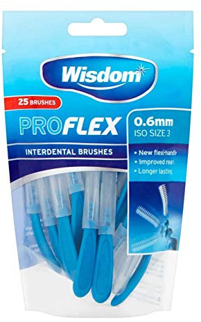 Wisdom Pro Flex Interdental Brushes 0.60mm Blue 25 Pack