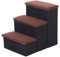 PawHut Escalera para Mascotas de 3 Peldaños Plegable con Tapas Abatibles y Espacio de Almacenamiento 3 Escalones de Perros Gatos Pequeños para Cama Sofá 40x54x48 cm Negro
