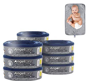 Angelcare Liner de poubelle pour couches Octogonal Lot de 9 recharges + Tapis A Langer De Voyage OFFERT Gris