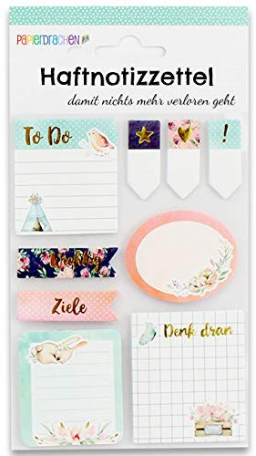 Papierdrachen Bullet Journal Sticky Notes - Watercolor - 9 verschiedene Blöcke Haftnotizen | Klebezettel | To do Wochenübersicht | viele hilfreiche Notizzettel für dein Notizbuch - Set 3
