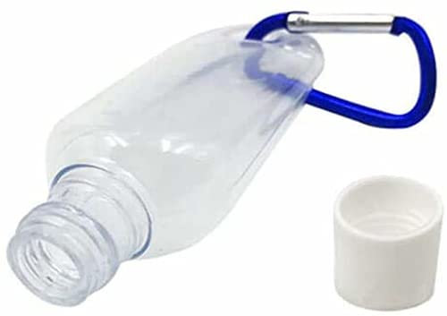 Refillable Plastic Bottles Flip Top Travel Size with Belt Clip Hook Carabiner (5 Pcs,50ml)