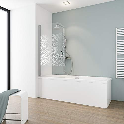 Schulte pare-baignoire 80 x 140 cm, profilé alu-argenté, montage gauche droite, écran 1 volet pivotant rabattable, 180° contre le mur, verre de sécurité 5 mm sérigraphié, joint d'étanchéité