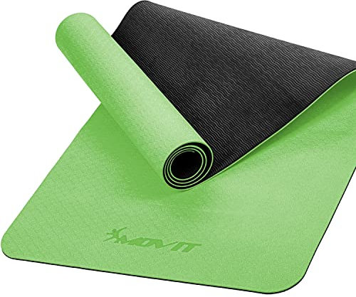 MOVIT Gymnastikmatte, Yogamatte, hautfreundlich und rutschfest, 190 x 100cm, Stärke 0,6cm, Hell-grün
