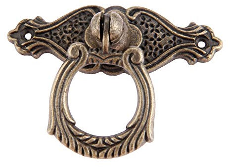 DUO ER 1pc Antique Bronze Möbel Ring-Pull-Griffe Knöpfe Zink-Legierung Küche Schubladenschrank Türgriff aus Holz Box Zugknopf 65 * 48mm