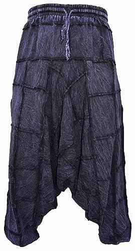 Men's Men's Light Cotton Drop Crotch Ninja Aladdin Genie Patchwork Harem Trousers Purple LXL