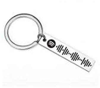 JINFU Porte-clés Personnalisé Musique Argent, Cadeaux Personnalisés Unisex, Homme, Femme, Enfant