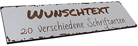 Wunschtext Schild Shabby Chic Personalisiert Deko Weiß Geschenk Holz HDF ca 28 x 8 cm Wanddeko Wandbild Hängeschild mit Klebepunkten