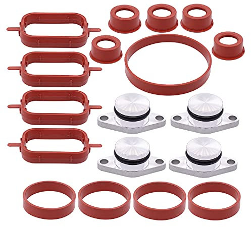 Doo Engy 14 Stücke Dichtungen der Ansaugbrücken und 4 Stücke Drallklappen 22mm für 1er E87 3er E46 5er E39 X3 E83