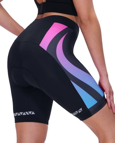 Sportneer Calzoncini Imbottiti da Ciclismo Asciutto Sudore Assorbente Volatilità Mutande Confortevole 4D Pantaloncini da Ciclismo per Donna Taglia